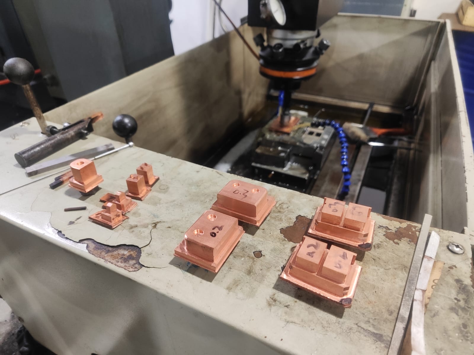 Copper EDM electrodes on precision machine